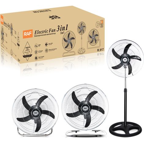 Verstellbarer Standventilator mit 3 Geschwindigkeitsstufen, 3 Betriebsmodi, neigbarem Kopf, 400 W, Schwarz (1/4)