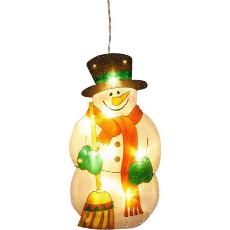 Guirlande Lumineuse LED Fenêtre - Motif Bonhomme De Neige Cloche Étoile - Alimentation USB ou Piles AAA - Mode Fixe et Clignotant - Décoration Noël Maison Bureau Chambre (1/5)