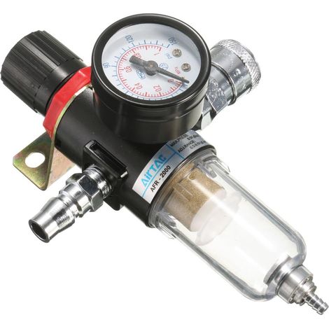1 x Filtre à air, Régulateur de pression, Manomètre, 1/4 BSP, 40 microns, Pour compresseur d'air (1/5)