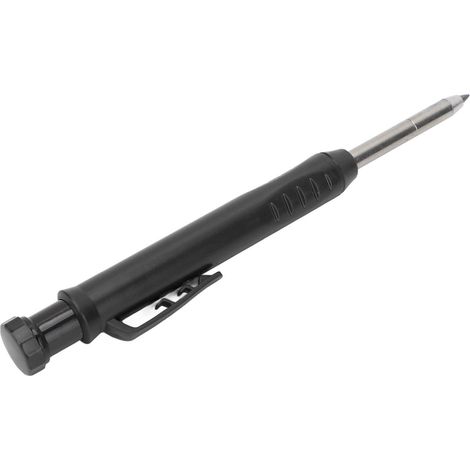 Crayon de charpentier mécanique avec taille-crayon, porte-mine de menuisier pour trous profonds, marquage sur métal et plastique, noir (1/5)