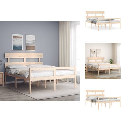Betten & Bettgestelle - Living Seniorenbett mit Kopfteil 160x200 cm Massivholz (1/5)