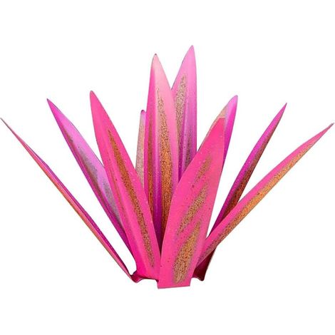 Sculpture d'agave rose rustique 35cm– Statue Art déco, décoration d'intérieur, statue de jardin, ornement de pelouse, piquet de jardin, plante d'agave en métal pour patio extérieur (1/4)
