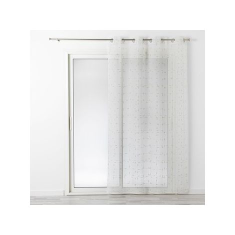 Voilage à oeillets avec fil métallisé - 140 x 240 cm - Dixie - Blanc et doré - Livraison gratuite (1/3)