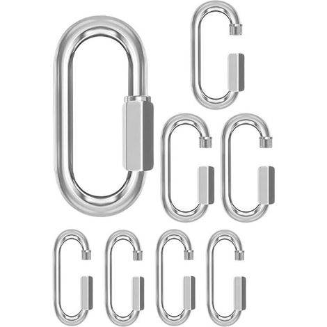 8 Stück Schraubkarabiner Edelstahl Karabinerhaken für Outdoor, Schaukel Camping Kleine Karabiner für Kettenglieder (1/5)