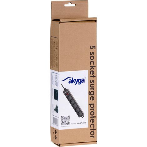 AK-SP-05U Steckdosenleiste (5 Steckdosen + 2 USB-Anschlüsse) akyga (1/5)