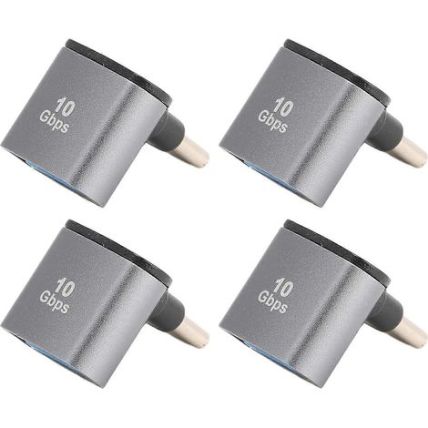 Quatre adaptateurs USB-C vers USB à angle droit, adaptateurs USB femelle à 90 degrés haute vitesse 10 Gbit/s vers Type-C mâle, adaptés aux téléphones portables et aux ordinateurs portables. (1/4)