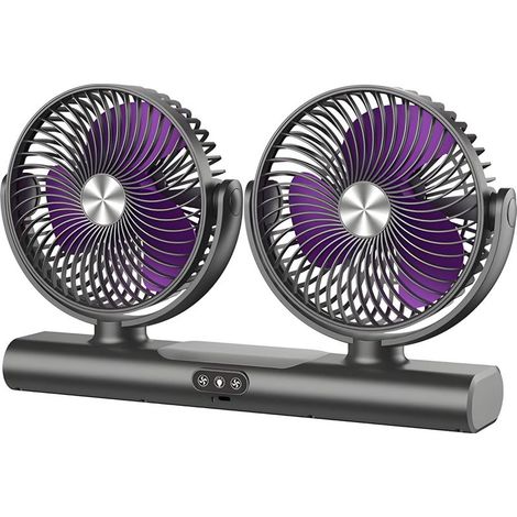 Ventilateur de bureau double tête USB avec veilleuse réglable 3 niveaux – gris, rotatif & orientable 360° pour maison et bureau (1/5)
