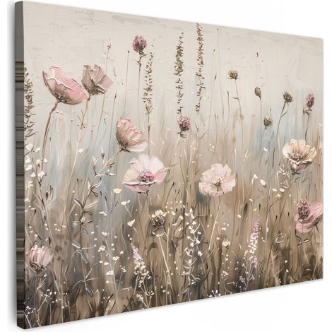 CUADRO EN LIENZO Flores - Rosa - Moderno - Beige Cuadros 40x30 cm