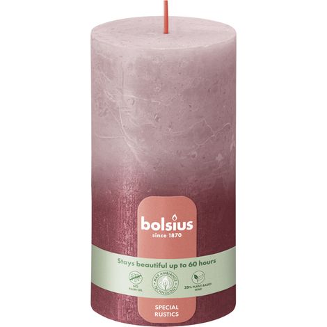 Bolsius Stumpenkerze Rustik Sunset Enschenrose+Rot 13 cm Stumpen- und Kugelkerzen (1/2)
