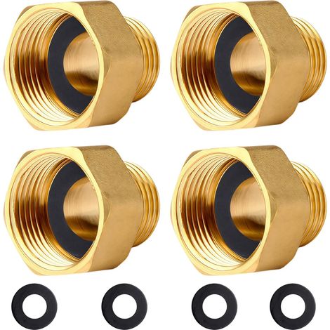 Mamelon double G1/2" (Ø 20mm) laiton mâle,4 pièces hexagonal G1/2"M/M,Raccord de jonction 2 x M Raccord fileté,Double mamelon Raccords en convient pour l'eau potable À Manchon Réduit Femelle/Mâle (1/5)