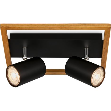 Plafonnier, Lampe, Cadre en bois, Pivotant, Lampe de salon, Lampe de chambre, Lampe de cuisine, Bois noir (1/5)