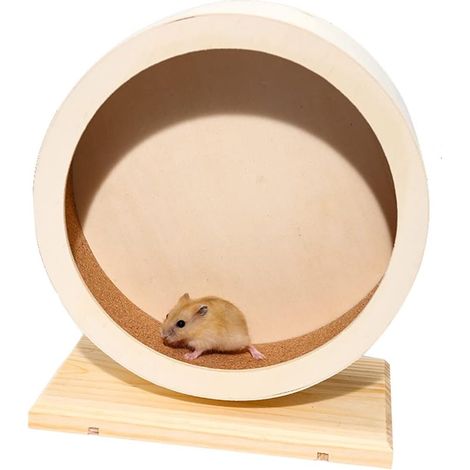 Hamster Wooden Silent Wheel, Small Animal Exercise Wheel Accessories, Quiet Spinner Hamster Running Wheels Prevent Depression Toys for Hamsters, Gerbils, Mice and Other Small Pets (S) (1/5)
