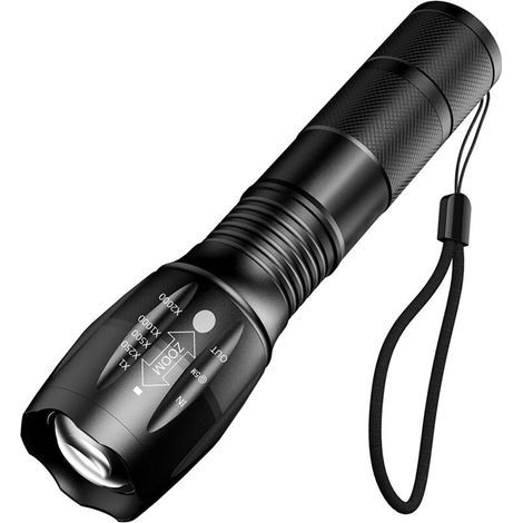 Extrem leistungsstarke LED-Taschenlampe, 1000 Lumen, wasserdicht (IPX5), zoombar, 5 Leuchtmodi, stoßfest und rutschfest für Camping, Wandern und Notfälle, 2er-Pack (1/5)