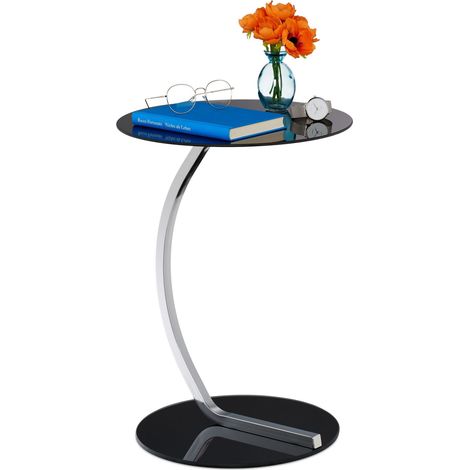 Mesa auxiliar de cristal negro