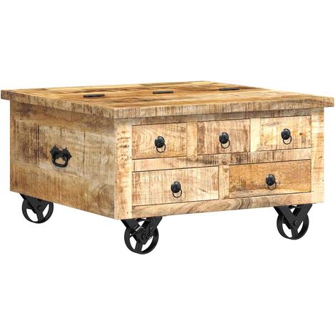 Maison Exclusive - Couchtisch Raues Mangoholz 70x70x40 cm (1/5)