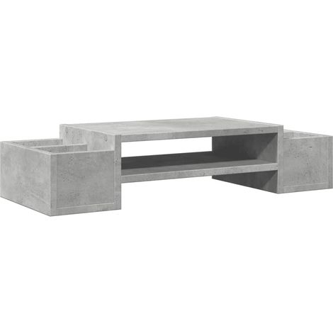 Mesa de escritorio con soporte para monitor y almacenamiento en madera de ingeniería gris 020044926