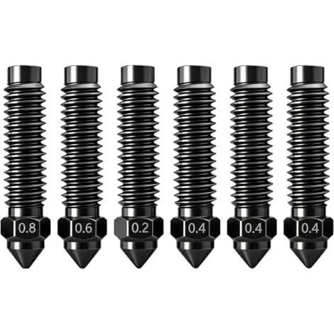 Lot de 6 buses en acier trempé pour imprimante 3D compatibles avec Elegoo Centauri Carbon/CC/CC2 (0,2/0,4/0,6/0,8 mm) (1/5)