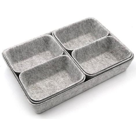 7 pièces - Organisateurs de tiroirs - Séparateurs de tiroir - Plateaux et paniers de rangement - Organisateur pour bureau, maquillage et vêtements - Gris clair (1/5)