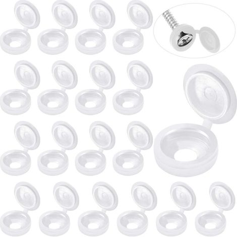 SABIR 100 Pièces Capuchons de Couvercle à Vis Articulés Bouchons à Vis en Plastique Couvercles à Bouton-Pression à Vis Repliable Couvercle à Pression Rondelle Flip Tops (Blanc) (1/5)