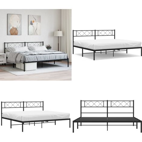 Bettgestell mit Kopfteil Metall Schwarz 180x200 cm - Bettgestell - Metallbett - Doppelbett - Schwarzes Bett - Boxspringbetten - Home & Living (1/5)