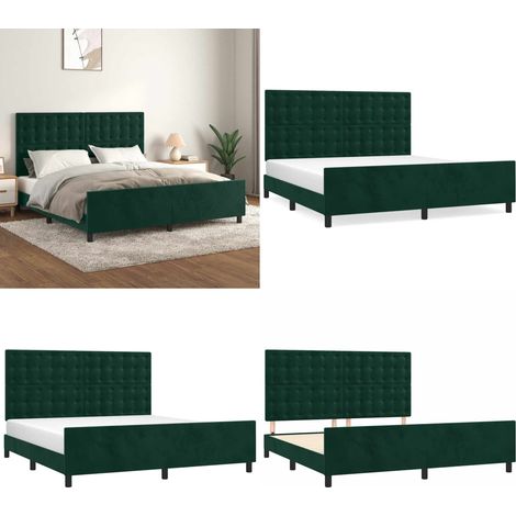 Bettgestell mit Kopfteil Dunkelgrün 180x200 cm Samt - Samtbettwäsche - Bettessel - Doppelbett - Boxspringbett - Lattenrost - Home & Living (1/5)