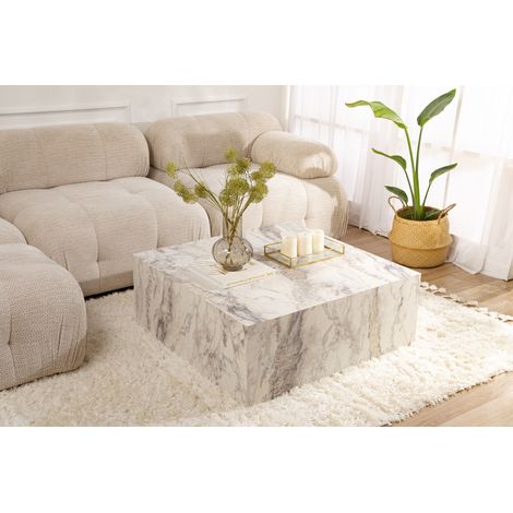 Table basse carrée effet marbre Prizma - Effet marbre blanc (1/5)