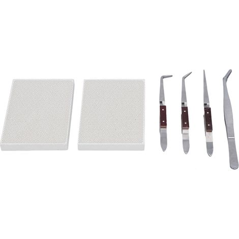 Kit de soudure pour bijoux 6 pièces pour débutants : plaque de réparation, 2 plaques en céramique, 1 pince, 3 pinces à souder (1/5)