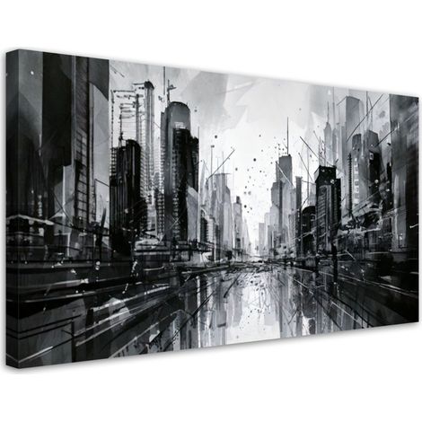 Tableau déco Ville Architecture Abstraction Bâtiments 80x40 (1/5)