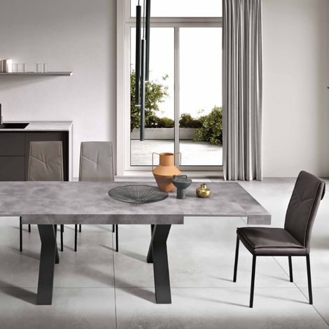 Tavolo allungabile a 260 cm con struttura in laminato PARIDE CEMENTO (1/3)