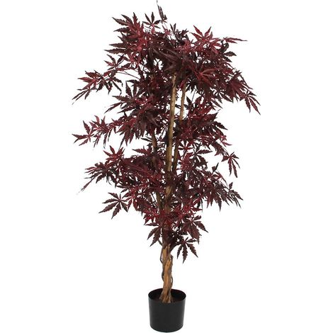 Plante artificielle Érable rouge pour décoration d'intérieur avec tronc en bois H140 x Ø80 cm - PANGIVO (1/4)