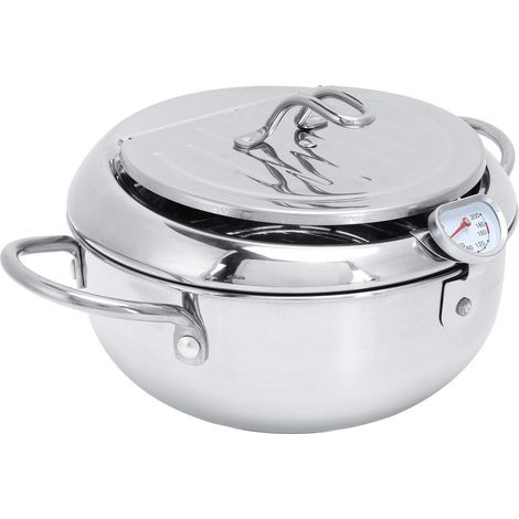 Stainless steel deep fryer with removable, splash-proof basket (1/5)