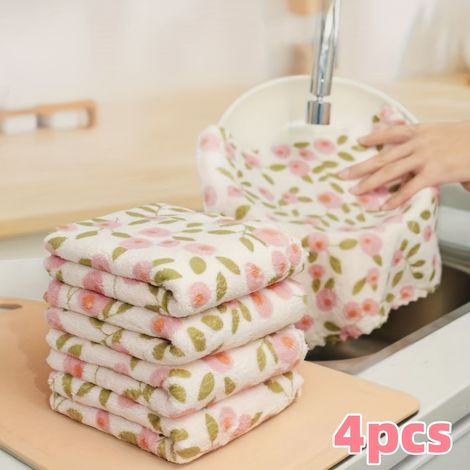 Lot de 4 ou 8 chiffons en polaire corail - Serviettes de nettoyage à séchage rapide et haute absorption, douces et multi-usages pour la cuisine, la salle de bain et le nettoyage des vitres (1/5)