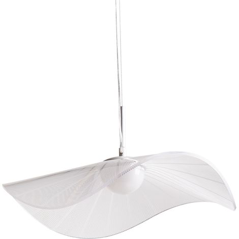 Lampada a sospensione a LED paralume acrilico in metallo con lampadina aperta, bianco Loire (1/5)