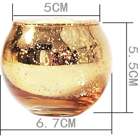 12er-Pack runde, goldene Votivkerzenhalter, goldgesprenkelte Glaskugel-Kerzenhalter, Teelichthalter für Heimdekoration, Tischdekoration, Hochzeitsdekoration und Partydekoration (1/5)