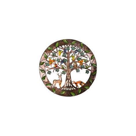 Décoration murale Arbre de Vie en bois et métal, signe de famille – (1/4)