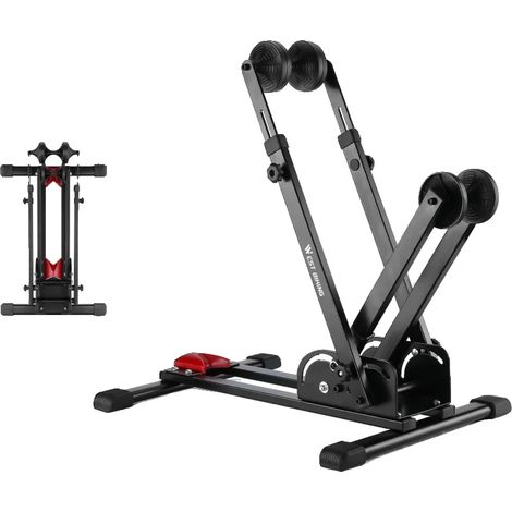 Cavalletto per bicicletta regolabile e pieghevole, nero (1/2)