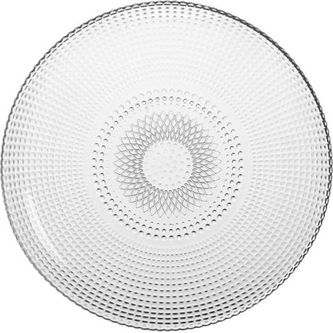Assiette plate en verre transparent 27 cm – Élégance classique – Pour présentation et service – Lot de 6 assiettes – Wadiga
