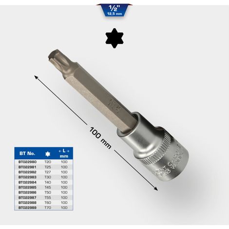 BRILLIANT TOOLS Douille à embout Torx 1/2" 100 mm de long T27 - BT022982 (1/5)