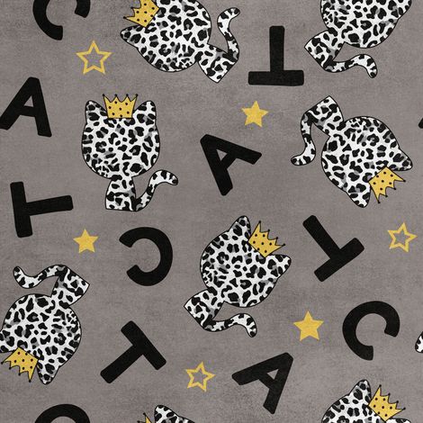 Tissu polyester velours royal pour couture - Motif chats couronnés (1/5)