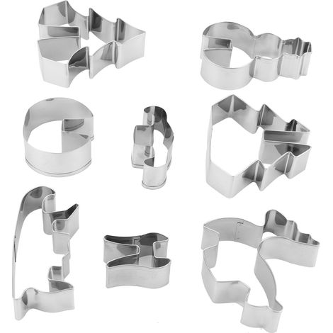 Set mit 8 Weihnachtsplätzchenausstechern, großen Plätzchenformen, Backzubehör (1/5)