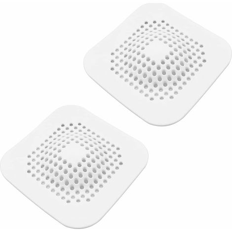 Lot de 2 filtres silicone blanc à ventouse, attrape-cheveux pour baignoire (1/4)