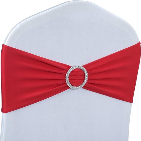 Sash Pour Chaise - Élastique En Spandex 6 x 14 Pouces - Avec Boucle Ronde En Plastique - Pour Décoration De Mariage Banquet Réception - 50 Pièces (1/5)