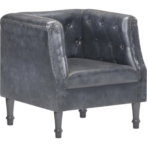 Fauteuil Gris Cuir véritable (1/5)