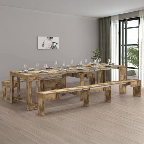 Dmora - Set tavolo e sedie Auditore, Composizione multiuso, Set con consolle e 2 panche allungabili, 100% Made in Italy, 66x25h45 cm, Acero (1/5)
