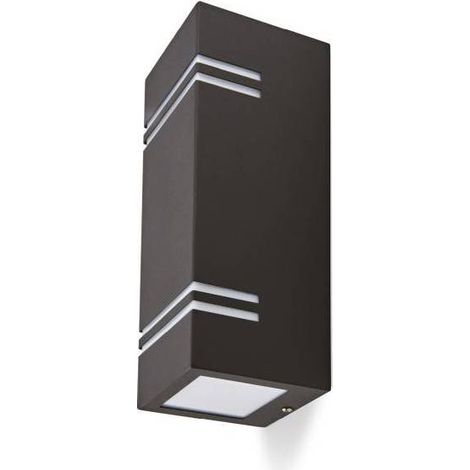 Applique murale de façade rectangle design noir éclairage Haut / Bas avec diffuseur blanc pour ampoule GU10 (1/3)