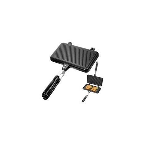 Appareil à sandwichs - Grille-pain camping double face - Aluminium pliable - Gaufrier et croque-monsieur - Pour cuisine et petit-déjeuner (1/5)