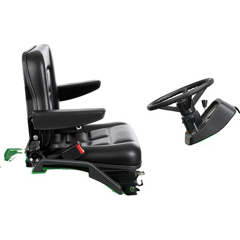Asiento para carretilla elevadora, diseño ergonómico, características ajustables, color negro. (1/2)