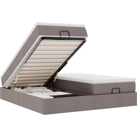 Maison Exclusive - Struttura Letto Pouf con Materassi Tortora 200x200 cm Tessuto