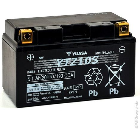Yuasa YTZ10S Batería moto 12V 8.6Ah 190A alto rendimiento (1/2)