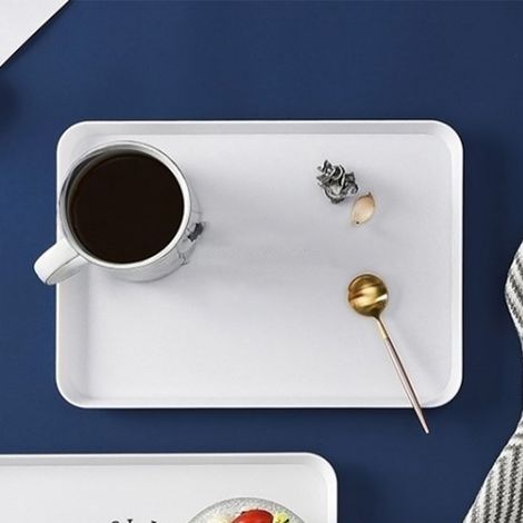 Assiette rectangulaire en plastique, idéale pour un usage domestique, style nordique, design minimaliste, pour le pain/petit-déjeuner, tasse/assiette, plateau à thé/petit plateau d'hôtel (1/5)